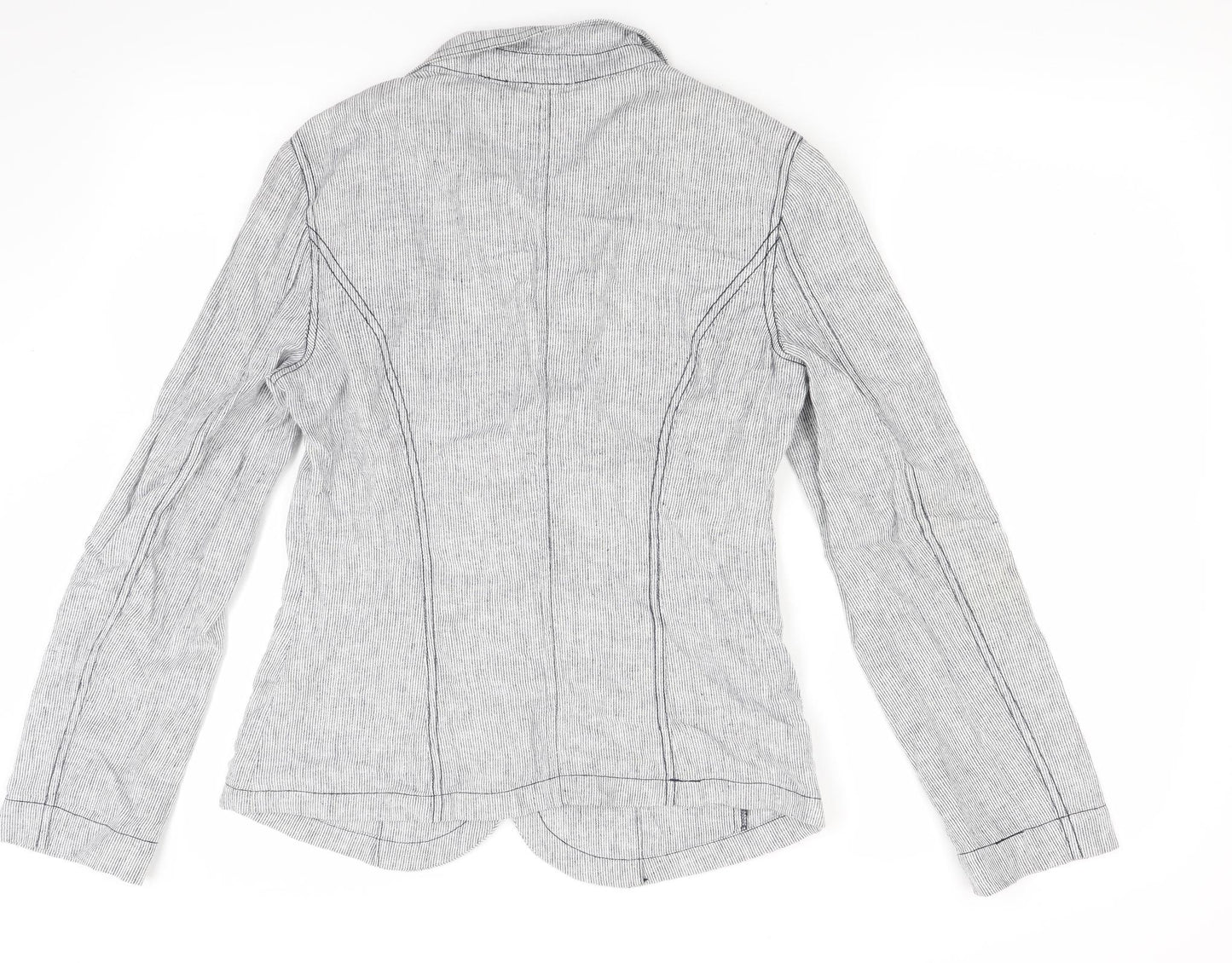 M&Co Womens Grey Striped  Jacket Coat Size 8