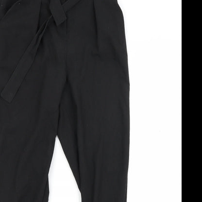 Close-up detail of Missguided women’s black trousers, size UK 8, 28-inch leg