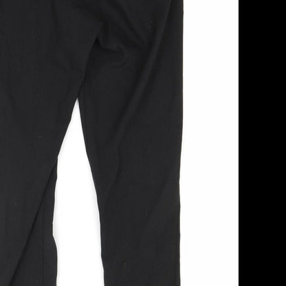 Brand and care label for Missguided women’s black trousers, size UK 8, 28-inch leg