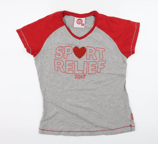 Sport Relief Womens Grey Geometric Jersey Basic T-Shirt Size 10  - Sport Relief 2012