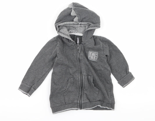 George Boys Grey  Jersey Full Zip Jumper Size 12-18 Months  - Roar Dinosaur