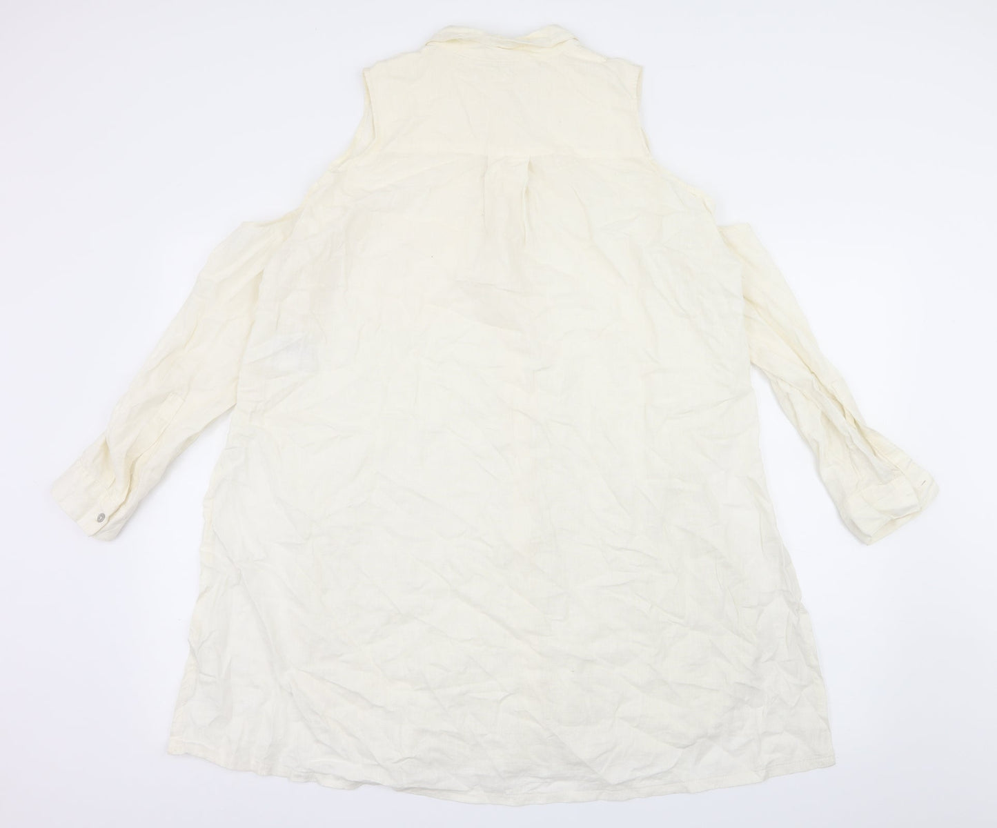 Silence + Noise Womens Ivory   Basic Button-Up Size L  - Cut Out Shoulder