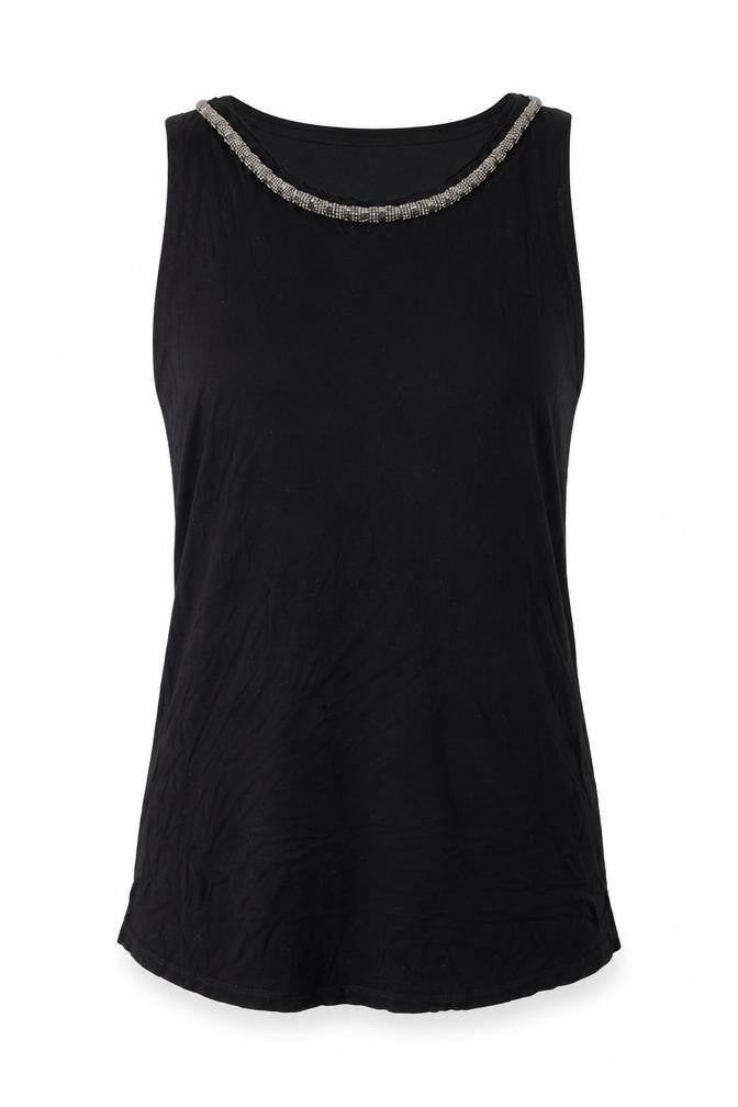 H&M Womens Black  Jersey Basic Tank Size M  - Embellished Neckline