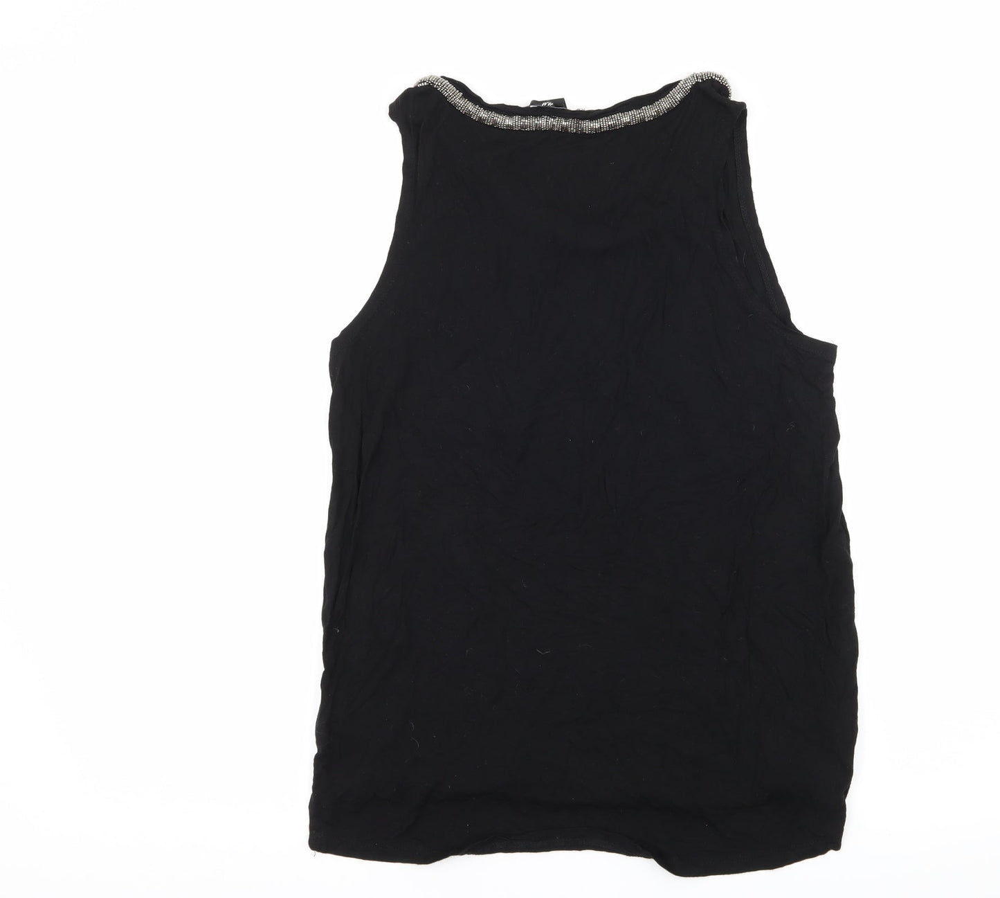 H&M Womens Black  Jersey Basic Tank Size M  - Embellished Neckline