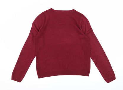 Back view of Marks & Spencer women’s purple knit jumper, size UK 12
