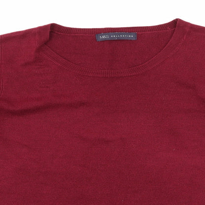 Close-up detail of Marks & Spencer women’s purple knit jumper, size UK 12