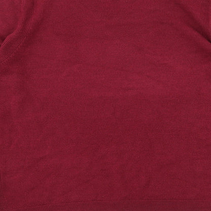 Brand and care label for Marks & Spencer women’s purple knit jumper, size UK 12