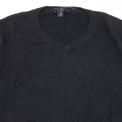 Close-up detail of Gap women’s blue knit jumper, size M