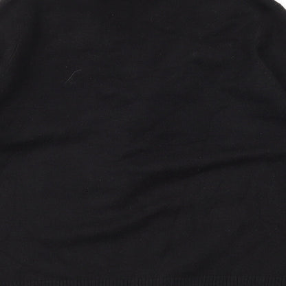 Brand and care label for BHS women’s black knit jumper, size UK 14, - tie detail