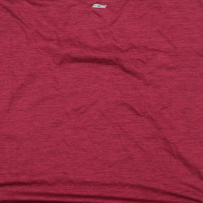 Brand and care label for Athletic Work women’s pink jersey basic t-shirt, size S