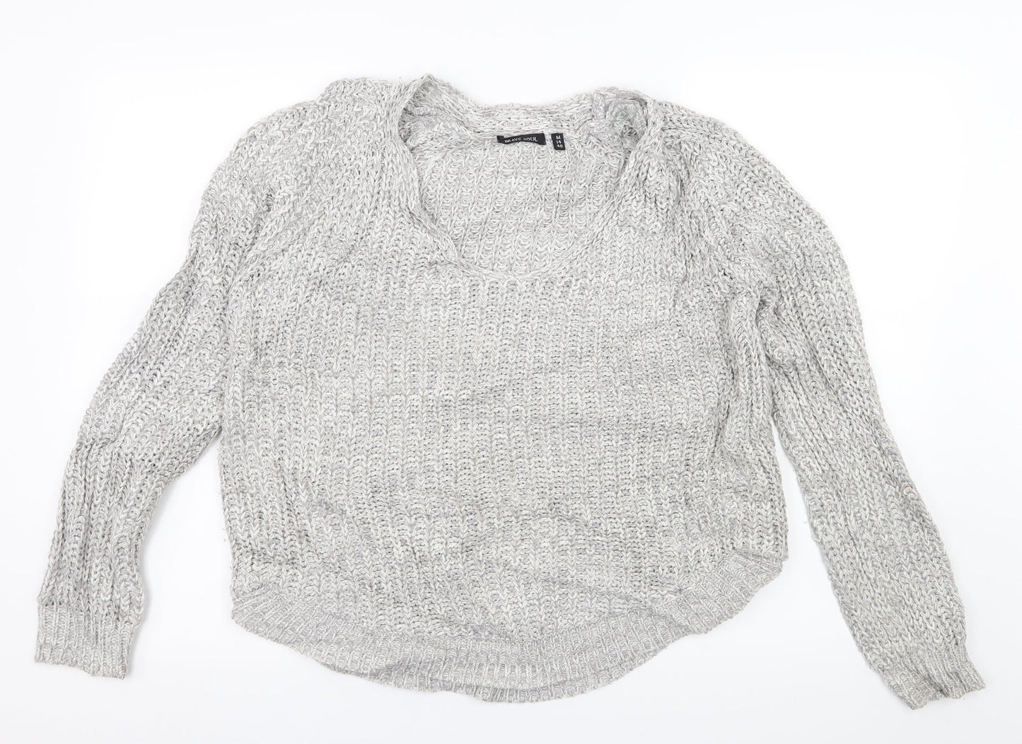 Brave Soul Womens Grey  Knit Pullover Jumper Size 14