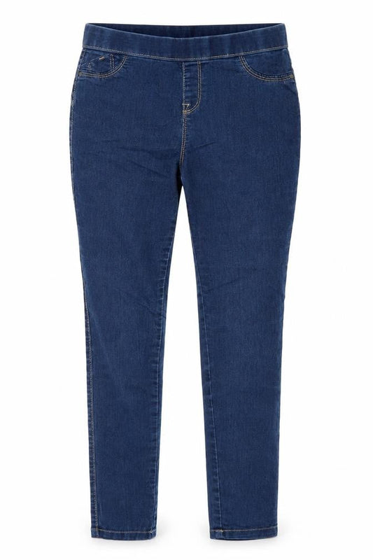 Front view of Denim & Co. women’s blue straight jeans, size UK 10, 28-inch leg