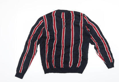 Back view of New Look men’s blue striped pullover sweatshirt, size S