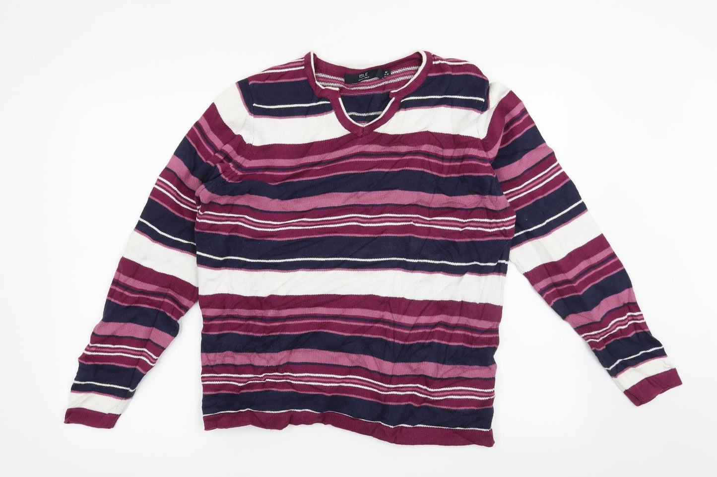 Isle Womens Purple Striped  Pullover Jumper Size 14