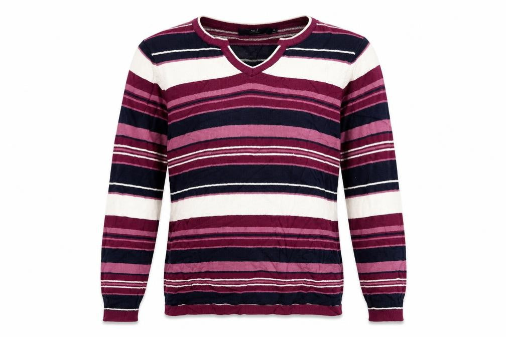 Isle Womens Purple Striped  Pullover Jumper Size 14