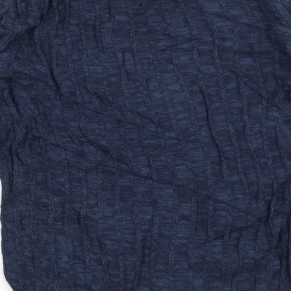 Brand and care label for Tailored Originals men’s blue jumper, size M