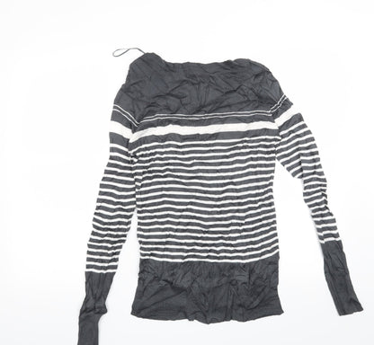 Back view of Next women’s grey striped jumper, size UK 8