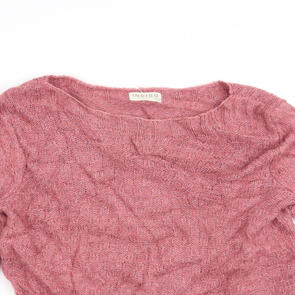 Close-up detail of Marks & Spencer women’s pink jumper, size UK 12