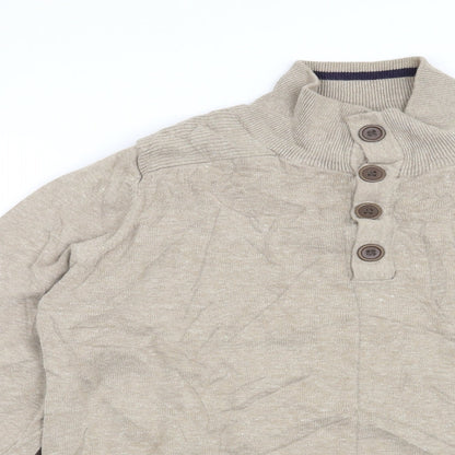 Close-up detail of Officers Club men’s beige jumper, size L