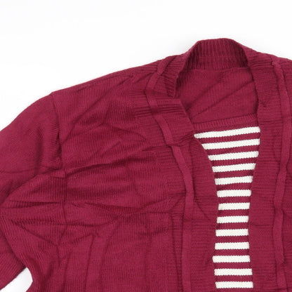 Close-up detail of Julipa women’s red striped jumper, size UK 12