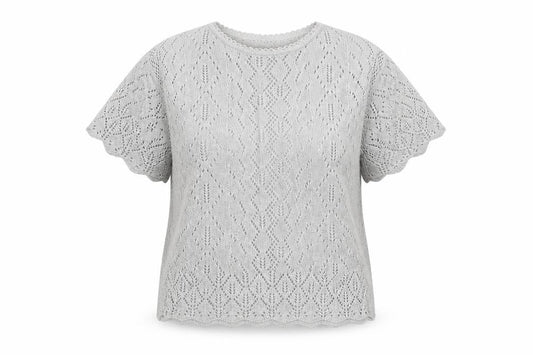 Front view of Berkertex women’s silver jumper, size UK 14