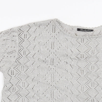 Close-up detail of Berkertex women’s silver jumper, size UK 14