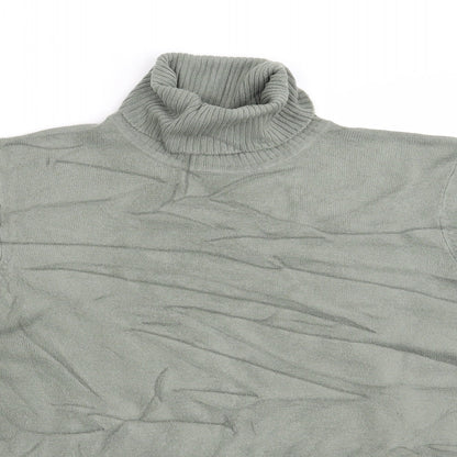Close-up detail of Essentials women’s green jumper, size UK 14