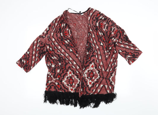 H&M Womens Red Geometric  Cardigan Jumper Size S