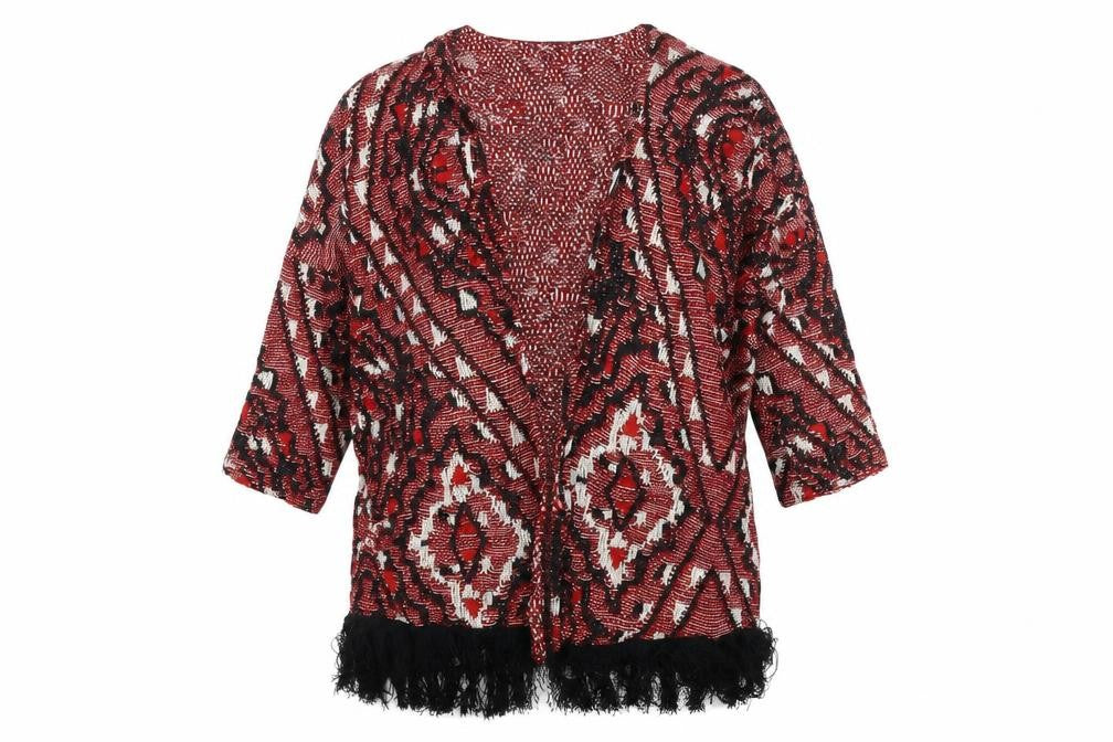 H&M Womens Red Geometric  Cardigan Jumper Size S