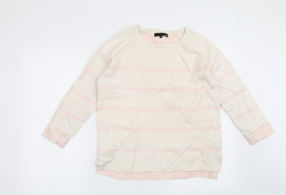 Additional front view of Etam women’s beige striped jumper, size S
