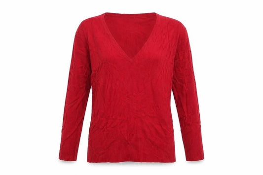 Front view of Atmosphere women’s red jumper, size UK 10