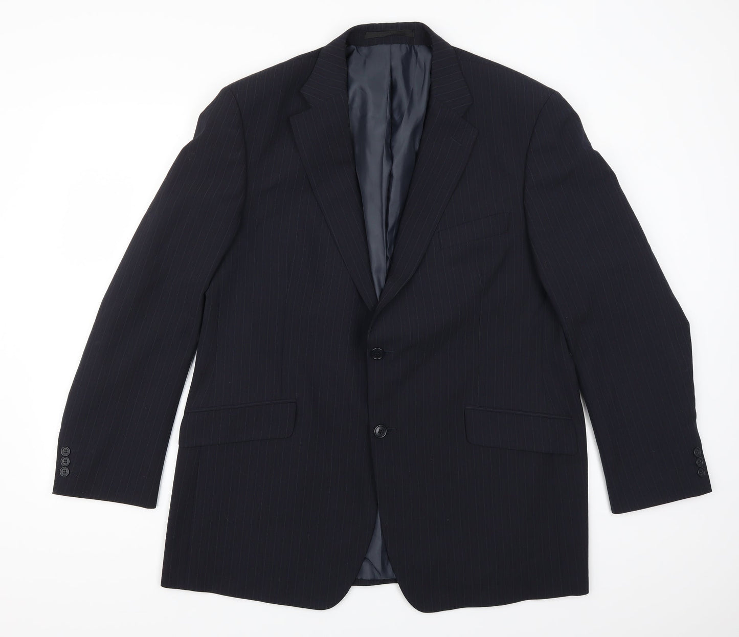 Preworn Mens Blue Striped  Jacket Suit Jacket Size 44