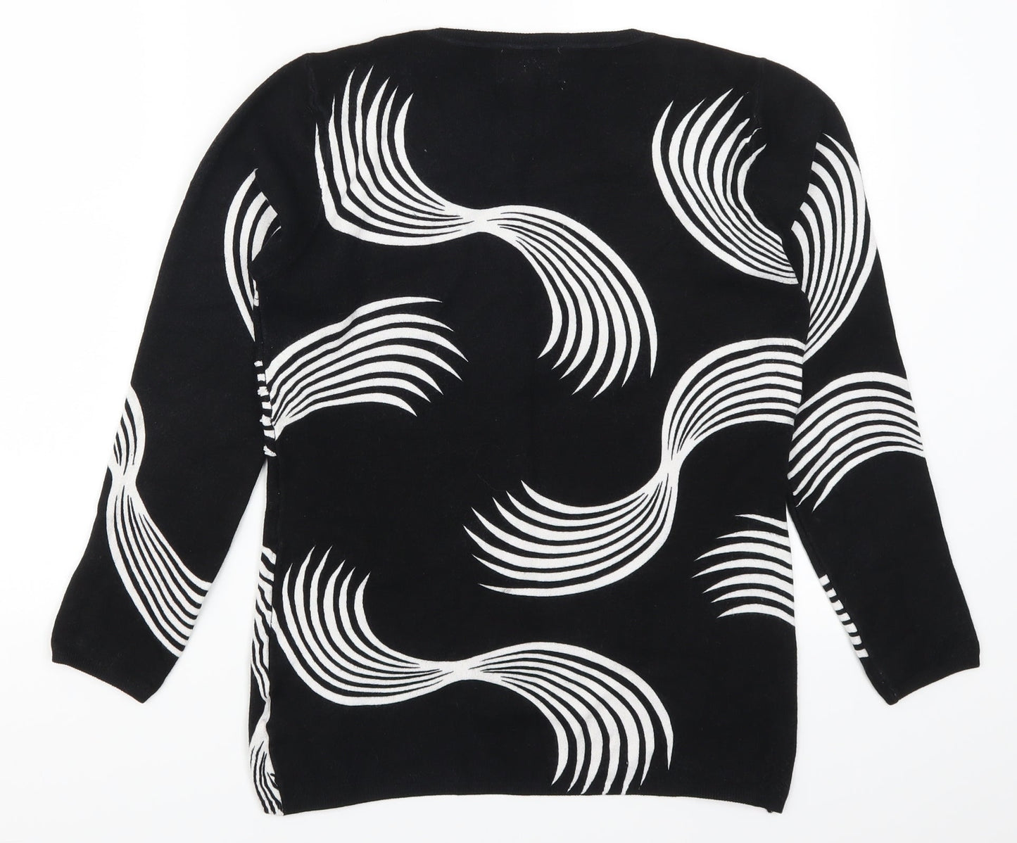 Saloos Womens Black Geometric  Pullover Jumper Size S