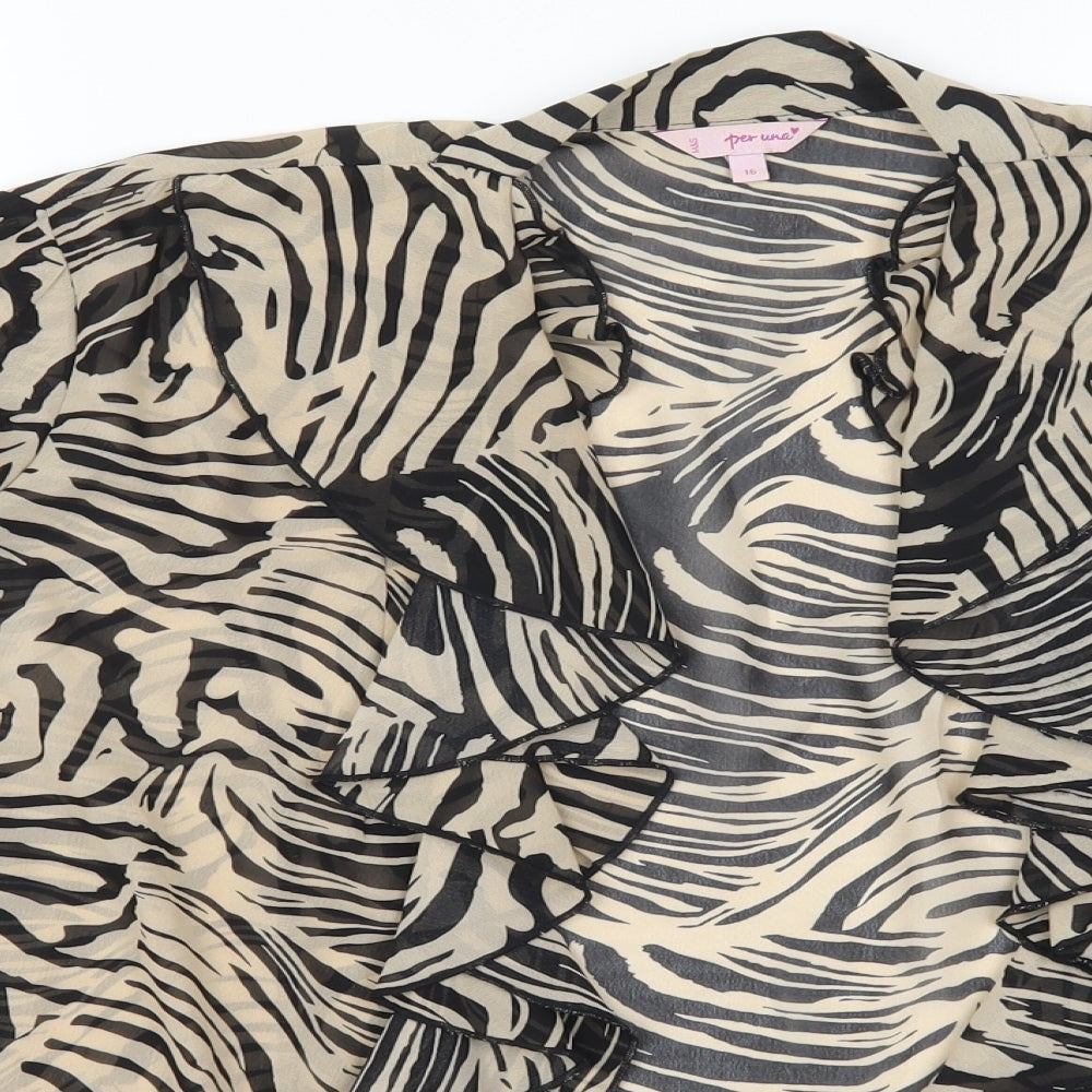 Per Una Womens Brown Animal Print  Jacket  Size 16  - Striped