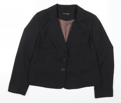 Additional front view of George women’s black striped jacket suit jacket, size UK 14