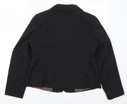 Back view of George women’s black striped jacket suit jacket, size UK 14