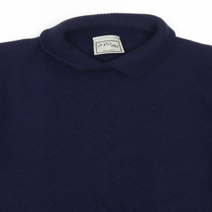 Close-up detail of In Stitches women’s blue jumper, size UK 6