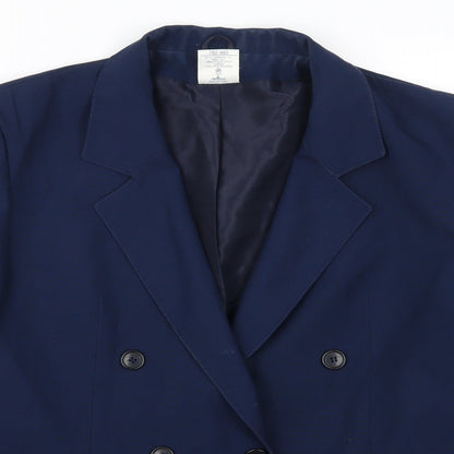 Close-up detail of Amari women’s blue jacket suit jacket, size UK 16