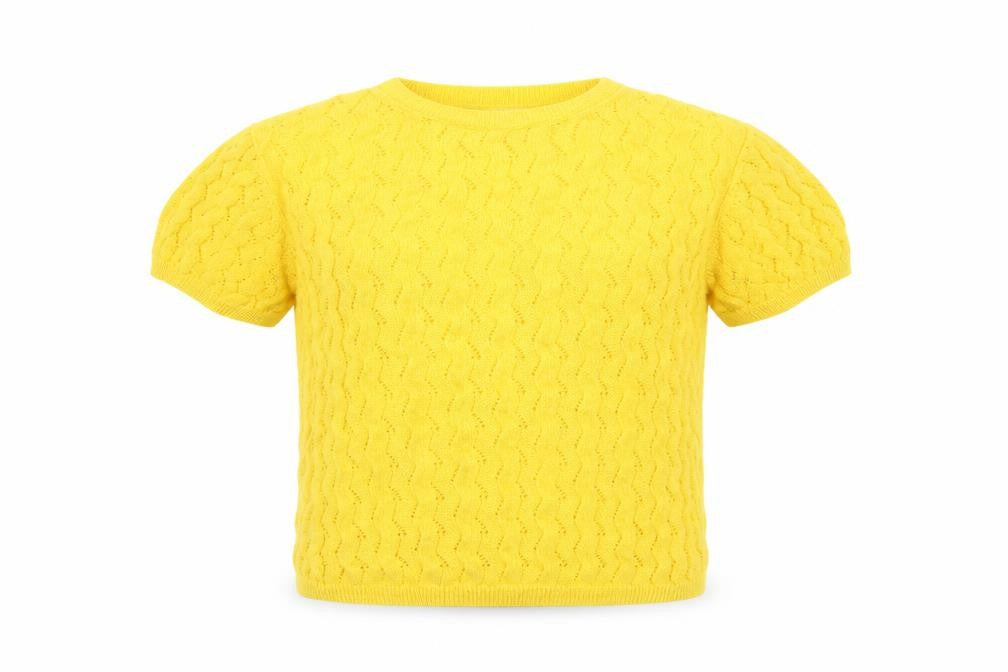 Mango Girls Yellow  Knit Pullover Jumper Size 9-10 Years