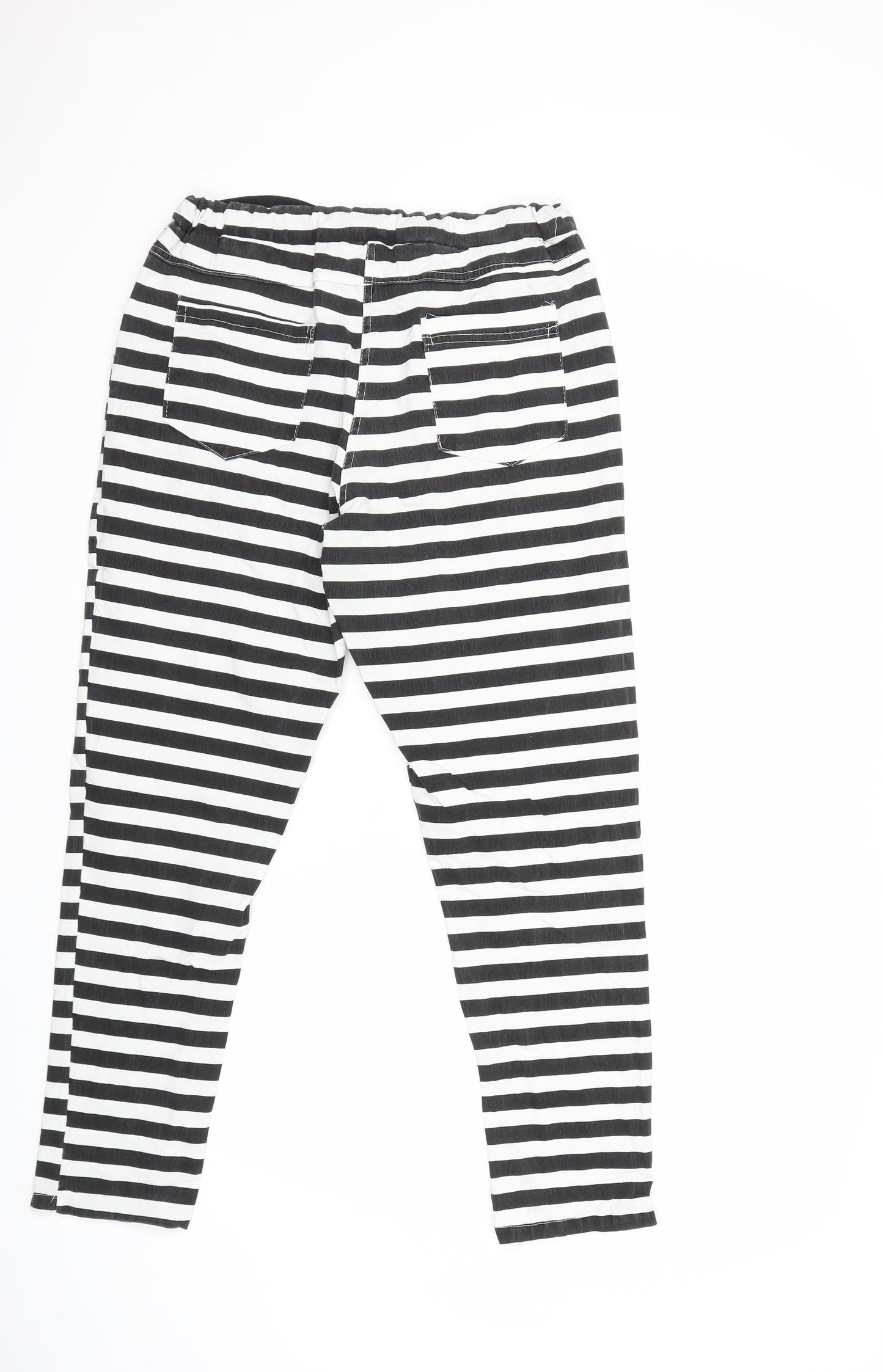 Preworn Womens Black Striped Denim Skinny Jeans Size 34 in L27 in - star