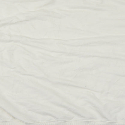 Brand and care label for H&M women’s white jumper, size M