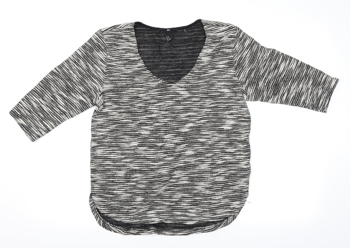 H&M Womens Black Herringbone  Basic T-Shirt Size 6