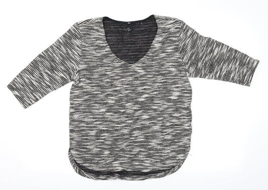H&M Womens Black Herringbone  Basic T-Shirt Size 6