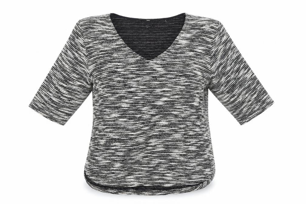 H&M Womens Black Herringbone  Basic T-Shirt Size 6