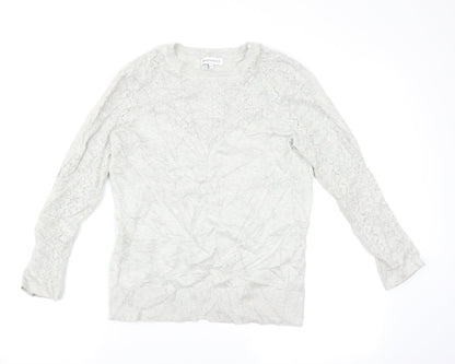 Additional front view of Warehouse women’s grey basic t-shirt, size UK 12