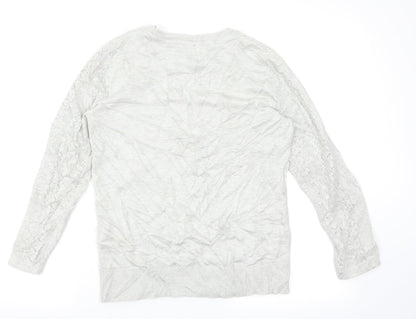 Back view of Warehouse women’s grey basic t-shirt, size UK 12