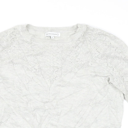 Close-up detail of Warehouse women’s grey basic t-shirt, size UK 12