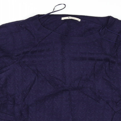 Close-up detail of Tu women’s blue jumper, size UK 10