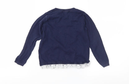 Back view of H&M girls’ blue knit jumper, size 2-3, years