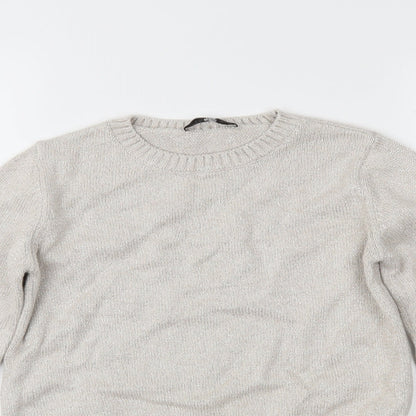 Close-up detail of Marks & Spencer girls’ beige knit jumper, size 9-10, years
